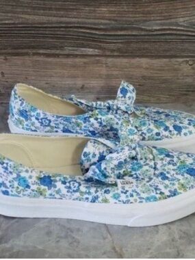 New Vans‎ Authentic Knot Ditsy Floral Blue White Slip On Sneakers